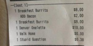Ristorante addebita un extra ai clienti che pongono una domanda stupida