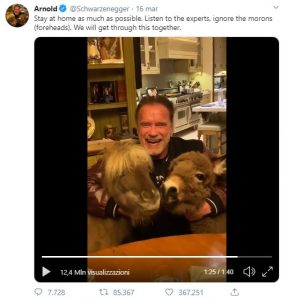 Arnold Schwarzenegger e il suo appello contro il COVID19