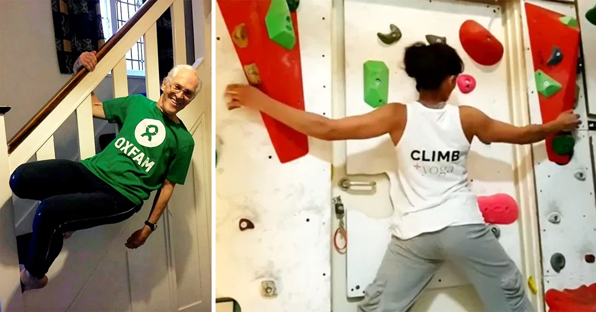 Appassionati di arrampicata trasformano la casa in pareti da scalata e percorsi ad ostacoli per combattere la noia da lockdown