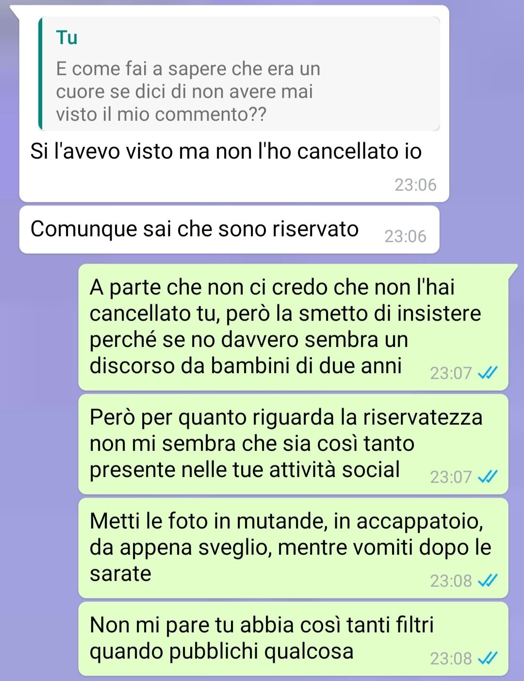 commento sui social