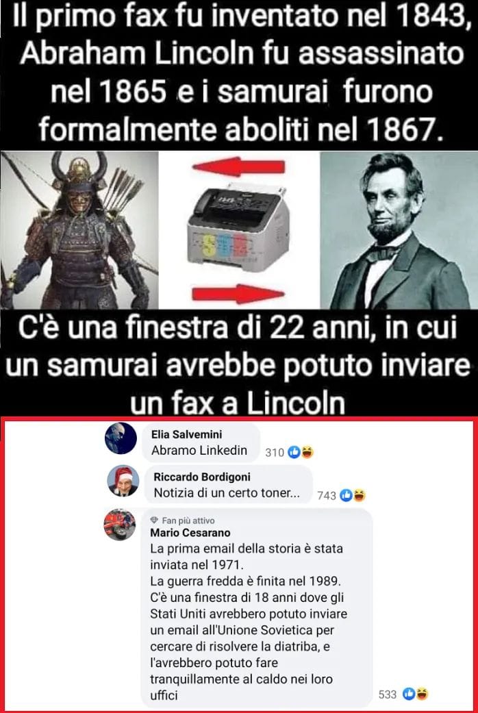 Un samurai avrebbe potuto inviare un fax ad Abraham Lincoln