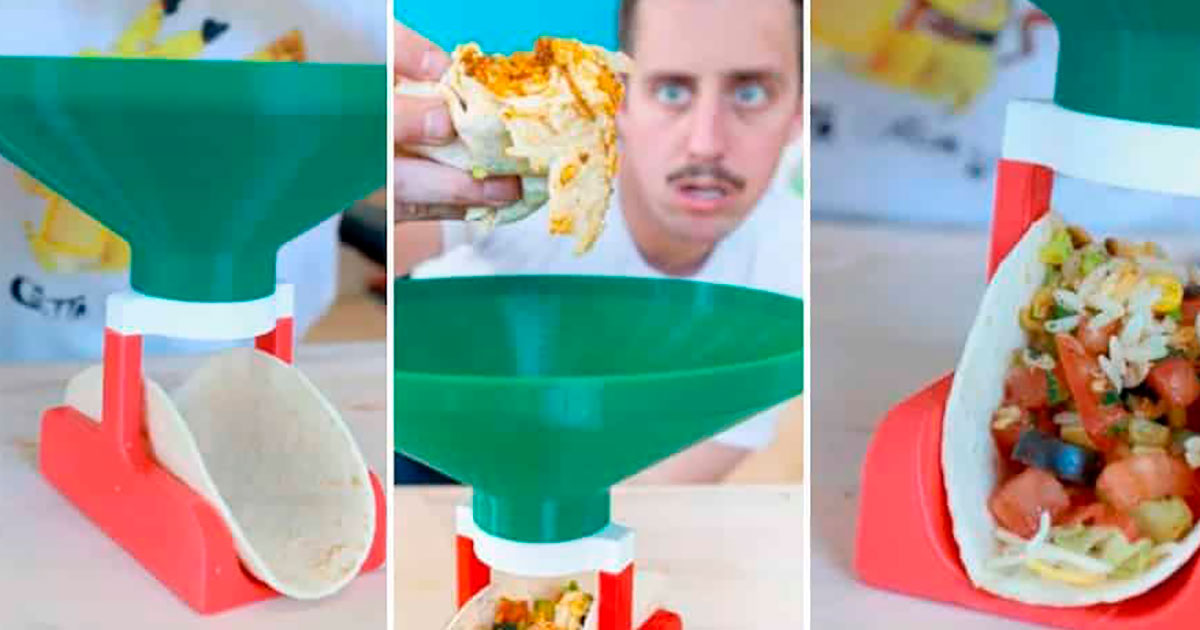 Burrito Bumper l'imbuto che prende gli ingredienti e crea un secondo taco