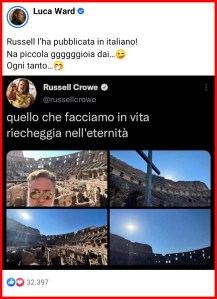 Russell Crowe recita "Il Gladiatore" in italiano e Luca Ward risponde [+COMMENTI]