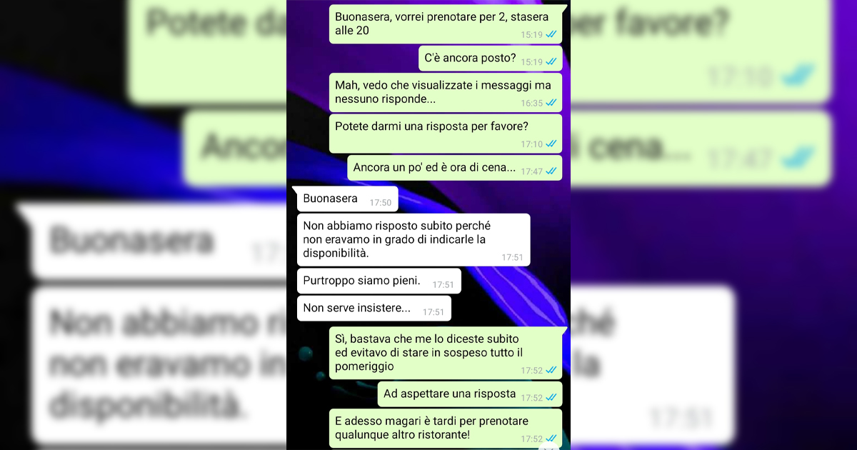 La prenotazione al ristorante
