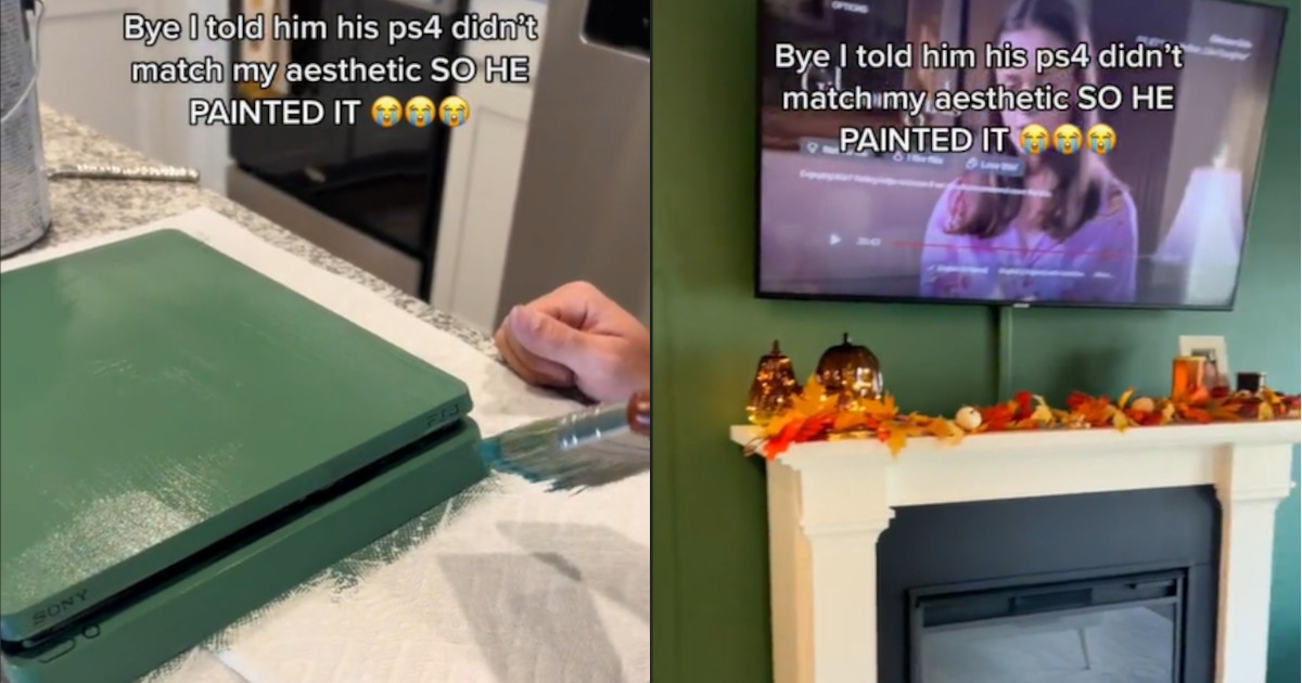 La PlayStation non si abbina al colore delle pareti scelto dalla fidanzata: lui la dipinge [+VIDEO]