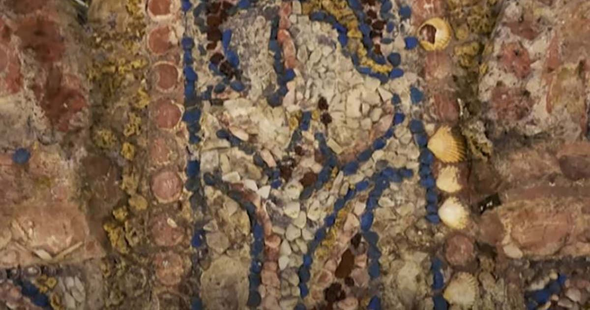 Un mosaico di conchiglie trovato in una villa di epoca romana [+VIDEO]
