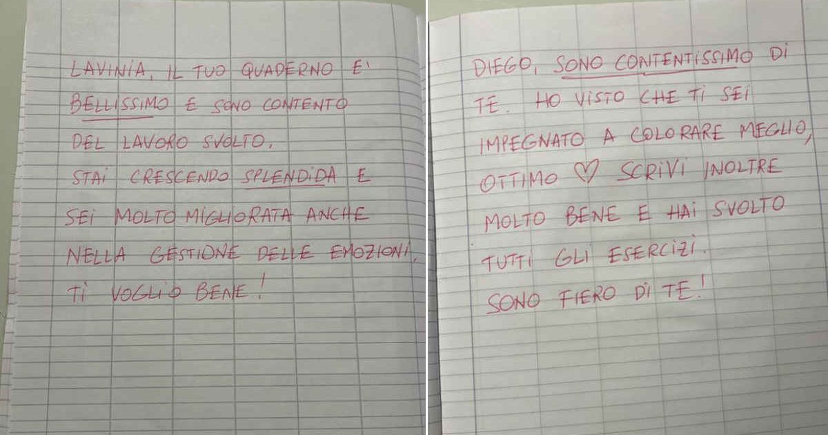 Il maestro che non dà voti, ma scrive frasi motivazionali agli alunni