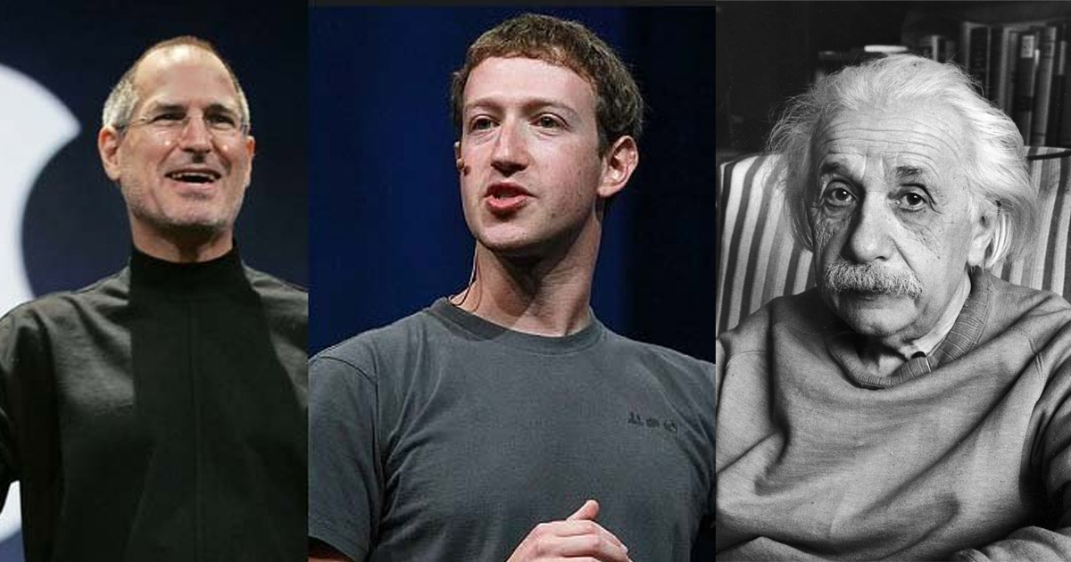 Jobs, Zuckerberg, Einstein: perché tanti geni indossano sempre gli stessi abiti?