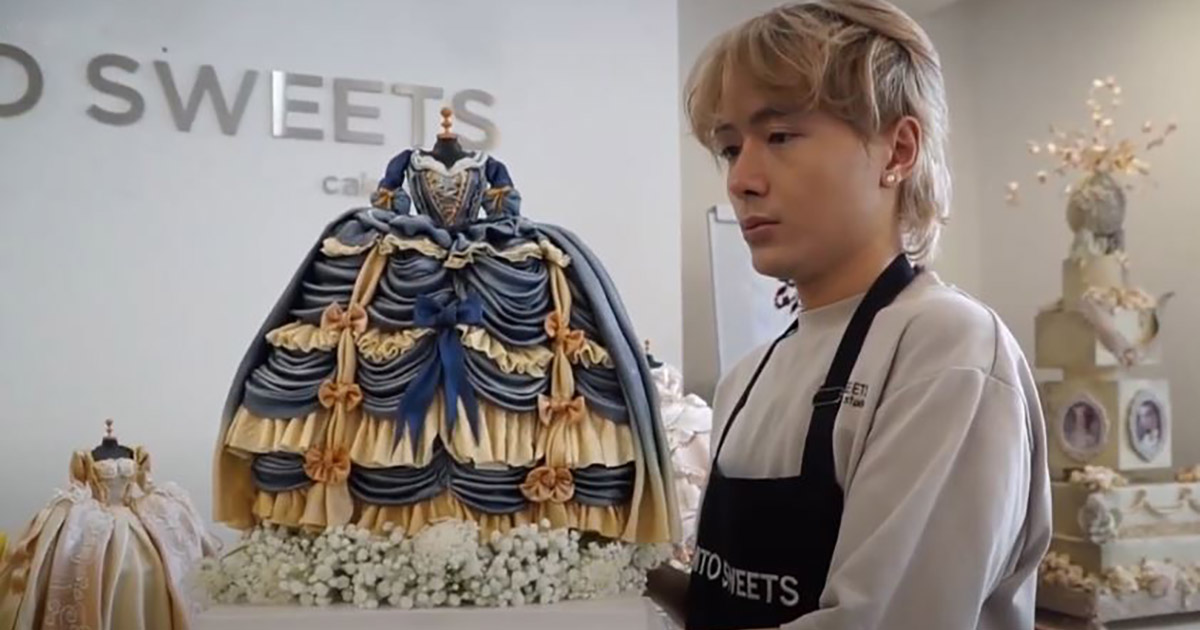 Artista pasticcere crea torte a forma di abiti d’epoca [VIDEO]