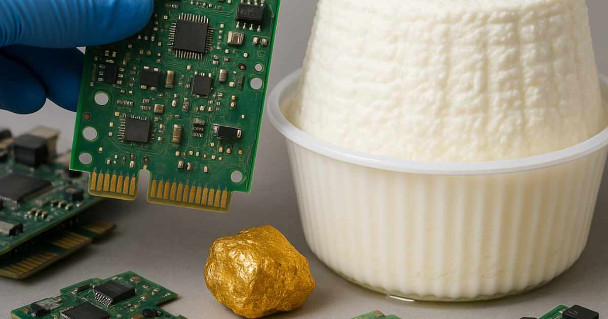 Oro dai rifiuti elettronici: il riciclo ecologico fatto con il formaggio