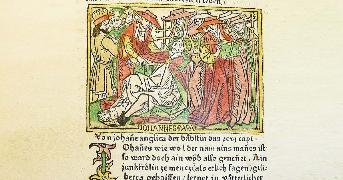 La leggenda della Papessa Giovanna che fu eletta Papa travestita da uomo