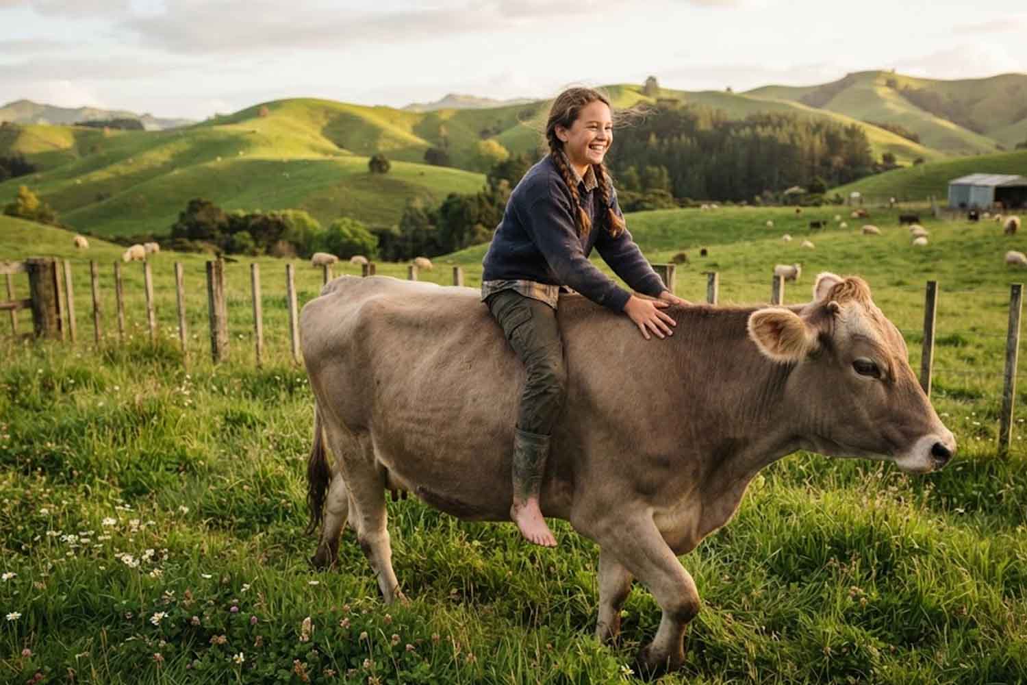 Non poteva avere un cavallo, così a 11 anni Hannah ha iniziato a cavalcare una mucca