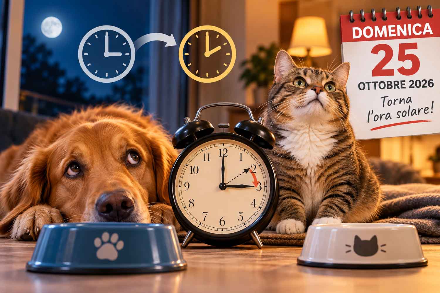 Ora solare 2026, anche cani e gatti possono accorgersi del cambio: cosa succede alla loro routine