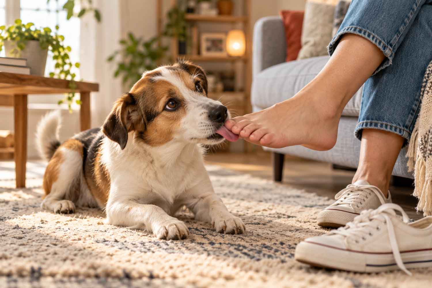 Perché i cani leccano i piedi?