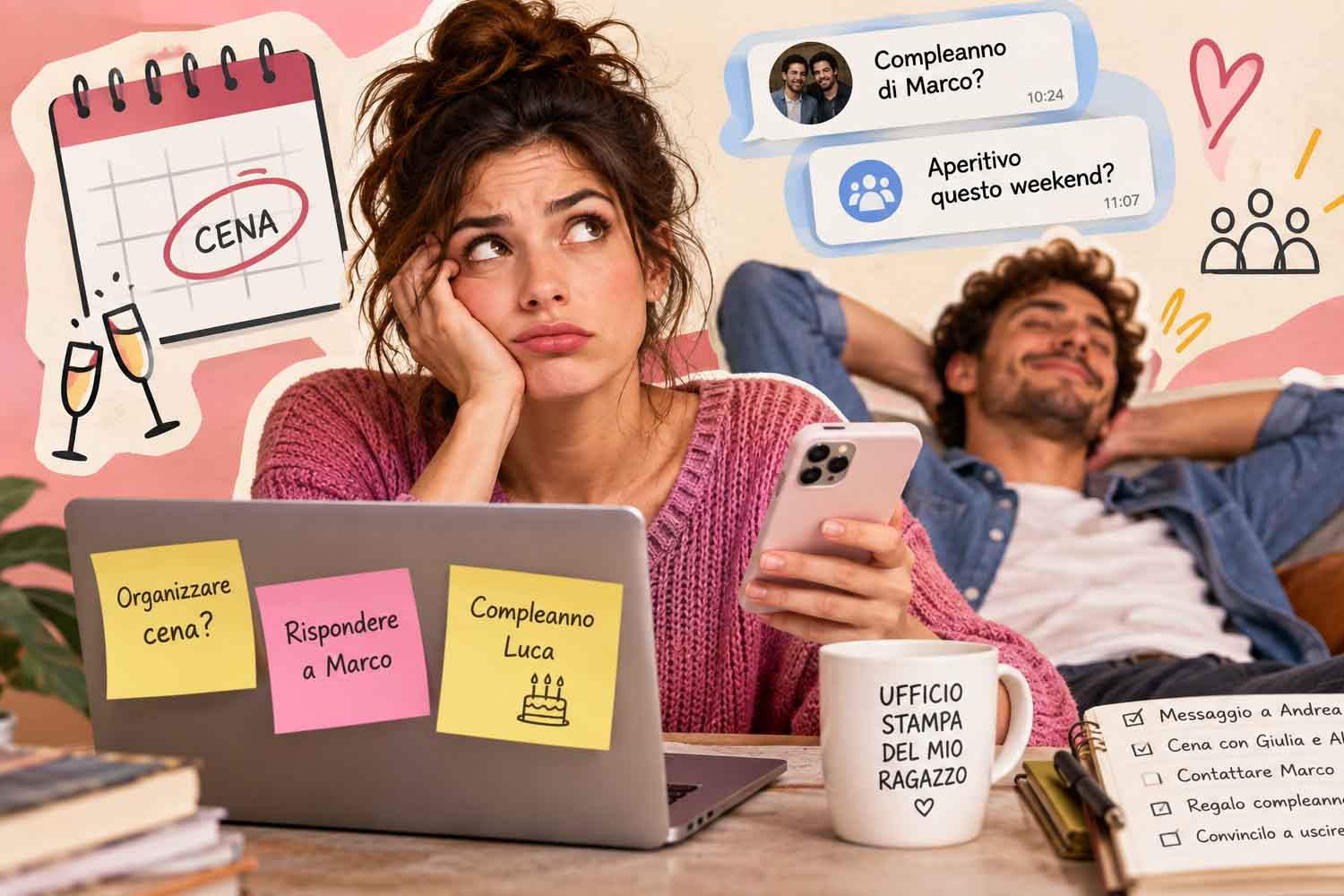 Organizzi anche la vita sociale del partner? La psicologia ora ha un nome per questo lavoro invisibile